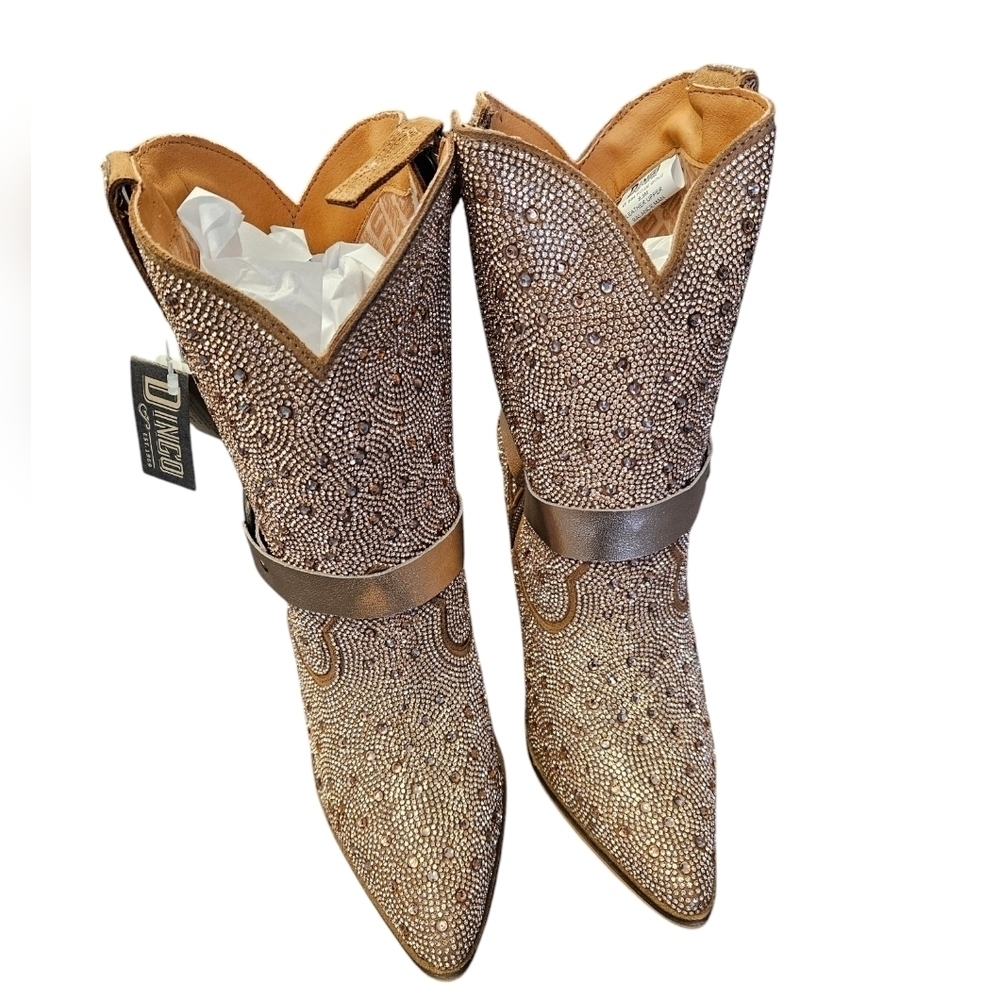 Dingo Crown Jewel Leather Rose Gold Harness Bootie Womens NEW - Picture 6 of 9